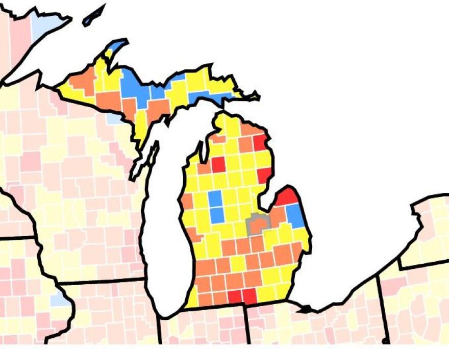 On the CDC's map, the state is becoming increasingly red and orange, signaling a rapid increase in transmission rates from just a few days ago.