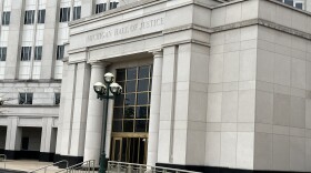 The entrance to the Michigan Supreme Court building in Lansing.