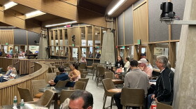 Tables in the back of Keeneland Sales Arena
