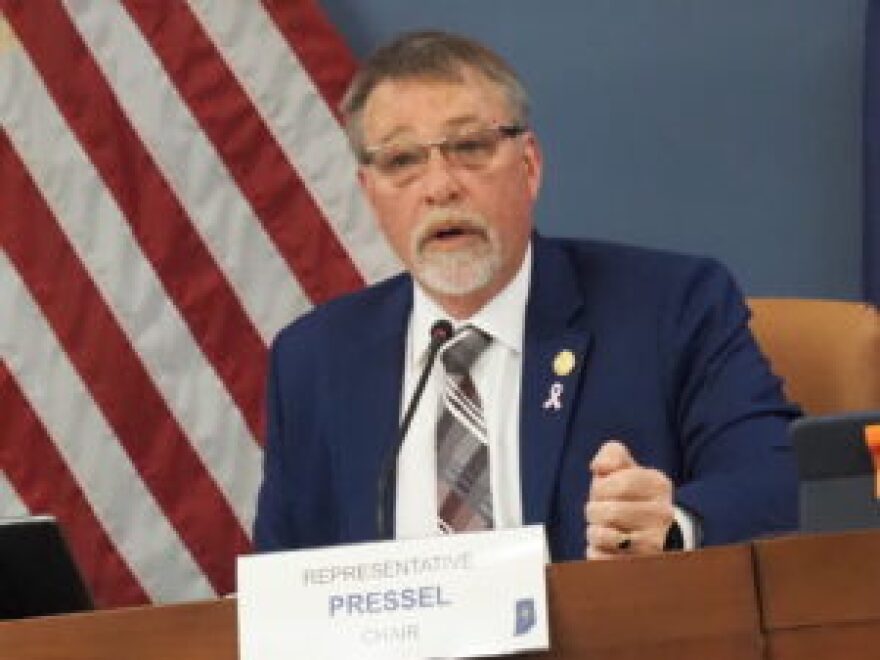 Rep. Jim Pressel leads a committee meeting in March 2025.
