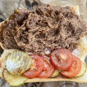 The pot roast beef debris po-boy from Mahony's Po-Boys in New Orleans.