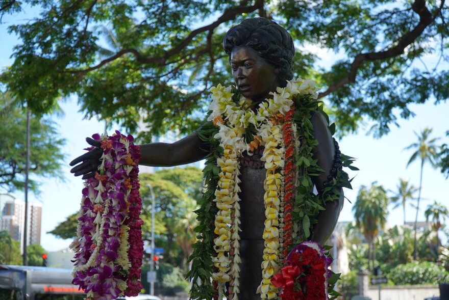 Statue of Patsy Mink at the Hawaiʻi State Library on the 50th anniversary of Title IX on June 23, 2022.