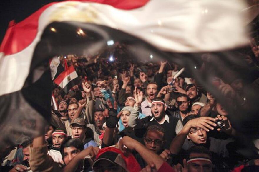 Egyptians celebrate in February 2011