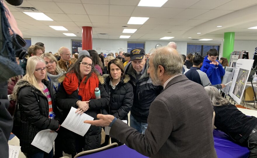 Rensselaer residents question state officials about the Dunn landfill Thursday 