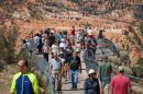 Visitors crowd a viewpoint at Bryce Canyon National Park in southern Utah, Aug. 19, 2025.