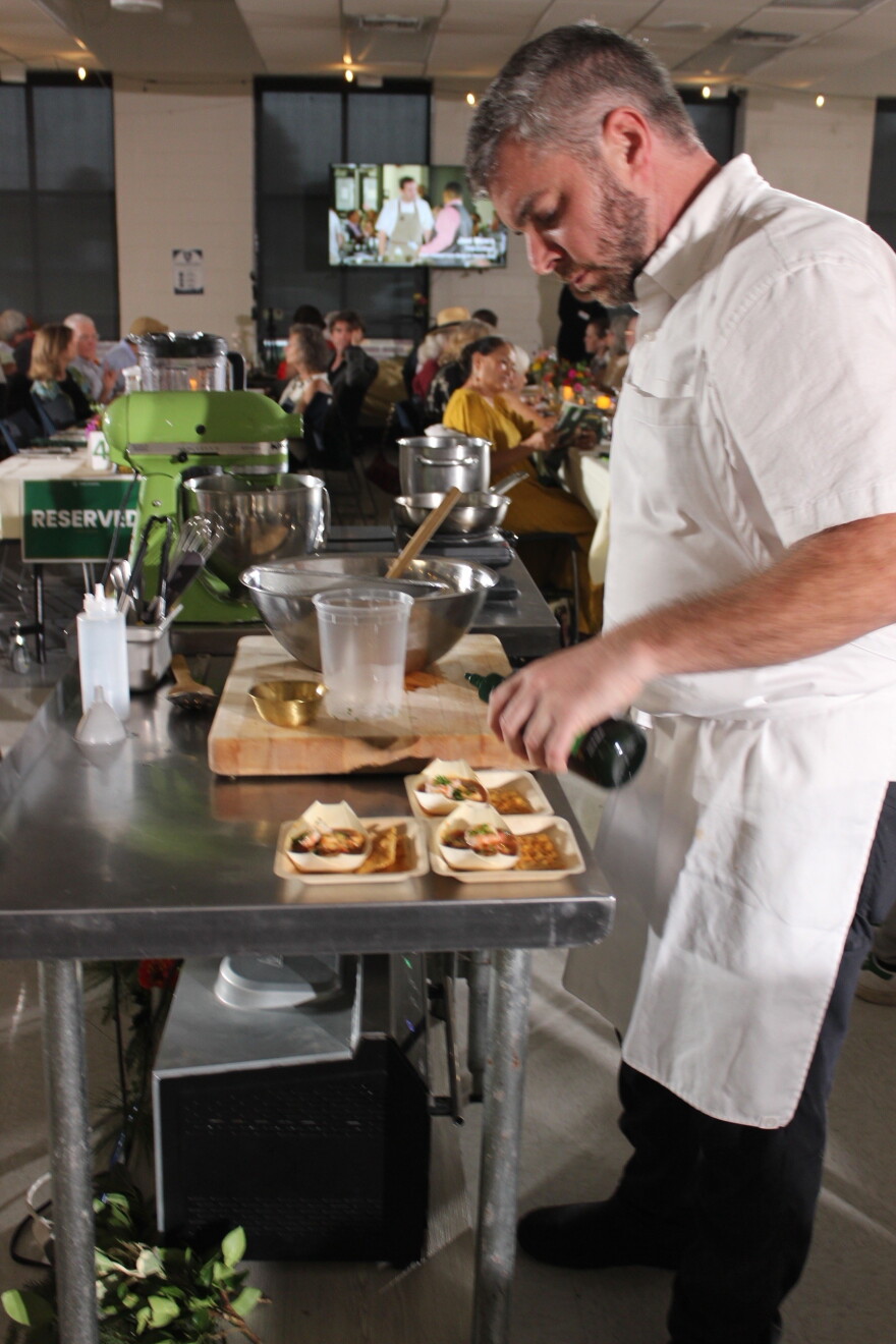 Chef Chris Porter prepares his appetizer dish for the judges.