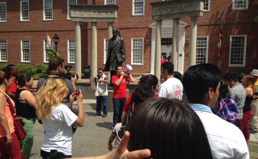 CASA de Maryland protests outside of Governor Larry Hogan's Mansion Thursday