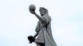 The Christopher Columbus statue in Mishawaka's Central Park.