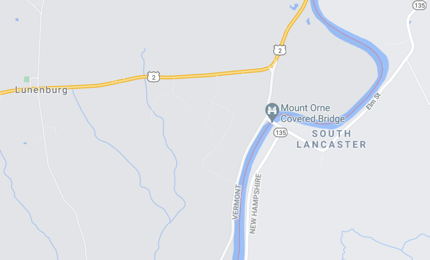 Map of Lancaster, N.H. at the Vermont border