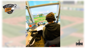 Nicholas Badders calling a game at Arvest Ballpark