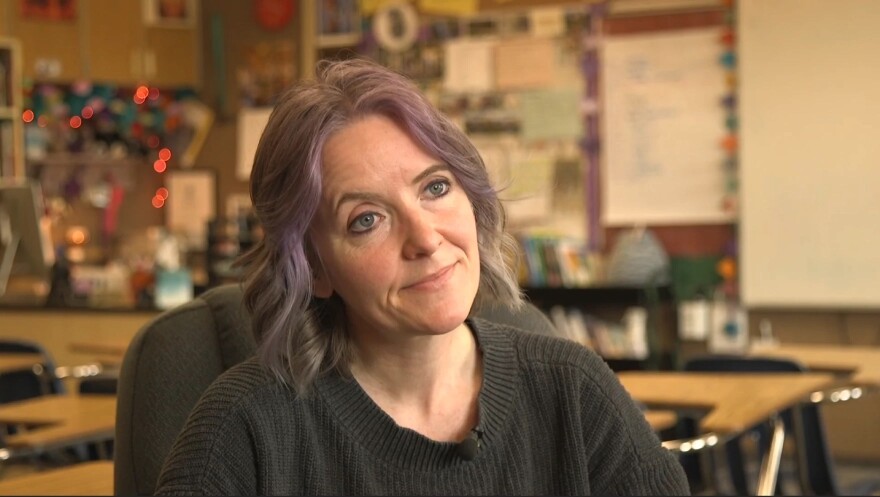 Delta High School English teacher Amanda Turnbull in her classroom on May 4, 2025.