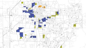 The new map shows the previously proposed R4 zones in Blue compared to the revised version in Green.