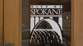 A door at Spokane City Hall on Spokane Falls Boulevard.