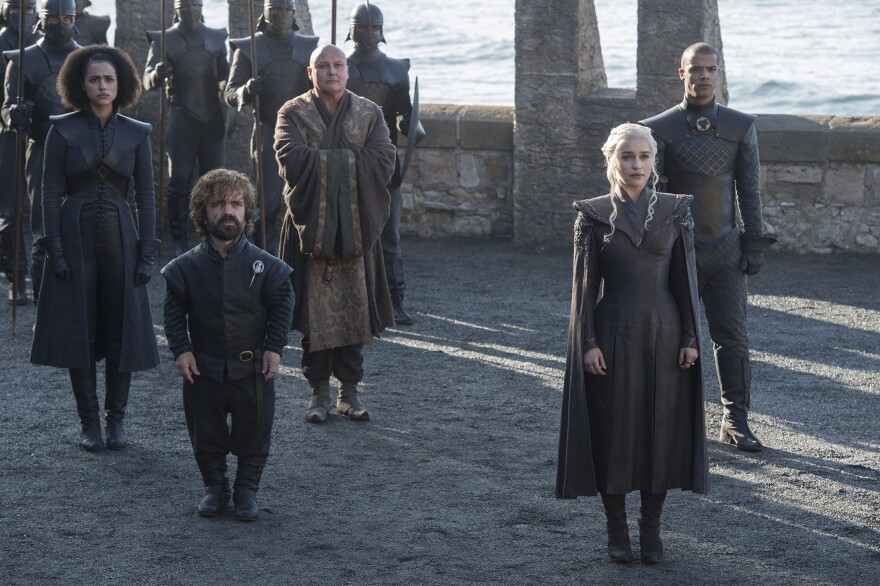 In a <a href="http://www.npr.org/2012/05/21/153198363/peter-dinklage-on-thrones-and-on-his-own-terms" target="_blank">2012 interview with NPR</a>, Peter Dinklage (second actor from left) said he appreciated how well-rounded his <em>Game of Thrones</em> character is. The show "does address the size issue, but it doesn't knock you over the head with it," he said.
