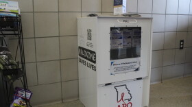 The Rest Easy Naloxone Project box at the eastbound Conway Welcome Center in Webster County, Mo. on September 1, 2026.