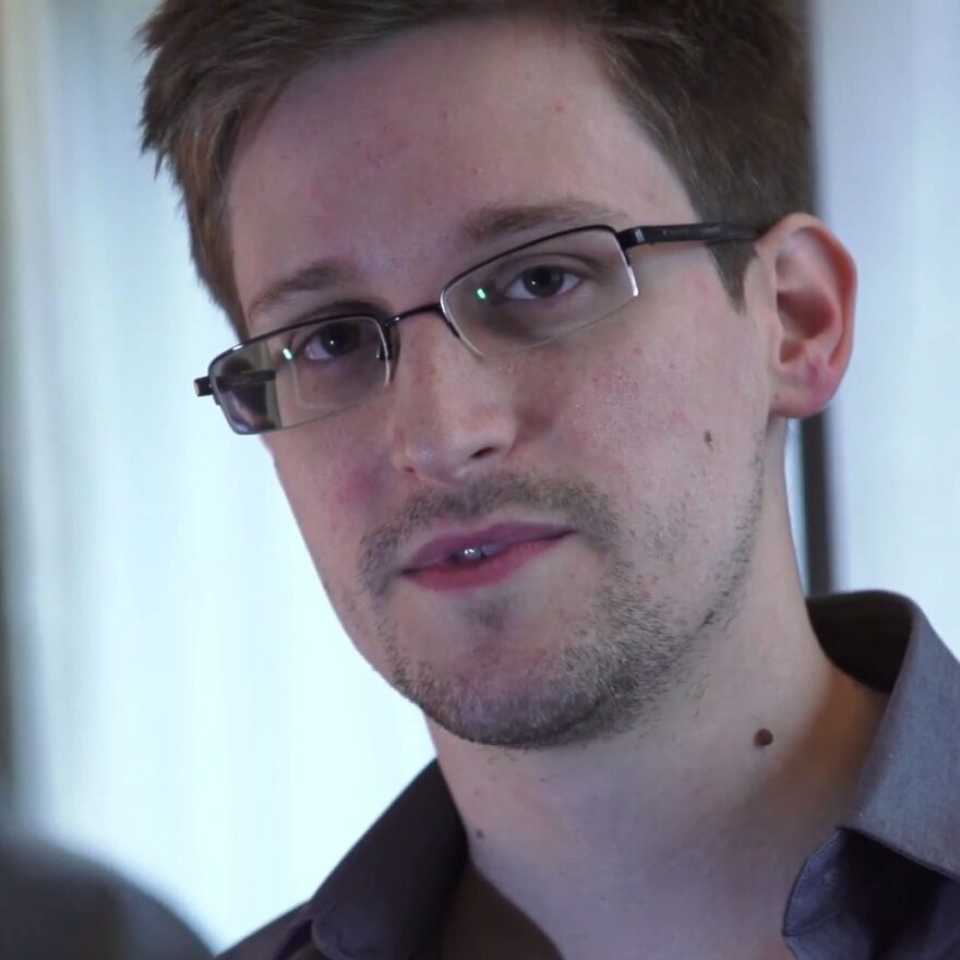 Edward Snowden, seen during a video interview with <em>The Guardian</em>.