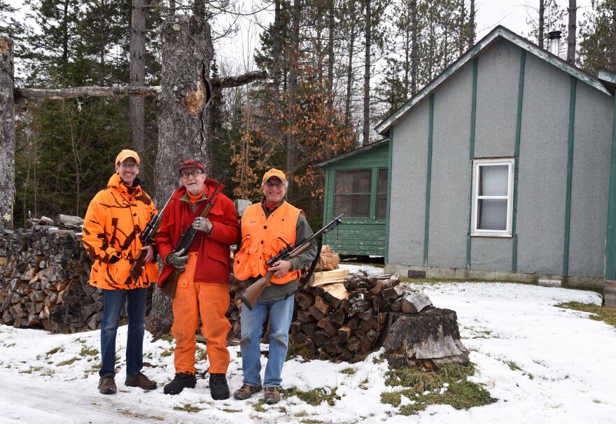 Patrick Durkin (right) during a 2019 deer hunt on the same property he participated in the 2012 wolf hunt on.