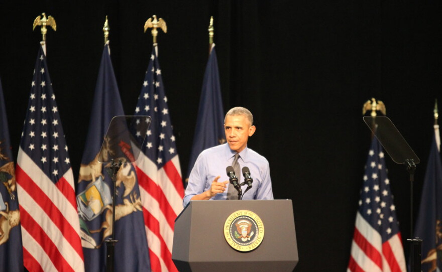 President Obama speaking in Flint, Michigan on May 4, 2016.