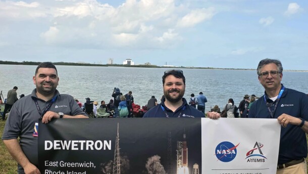 Dewetron’s Albon Redzeki, Corey Clark and Rajan Dass attended the launch of the Artemis II rocket at the Kennedy Space Center in Florida on April 1, 2026.