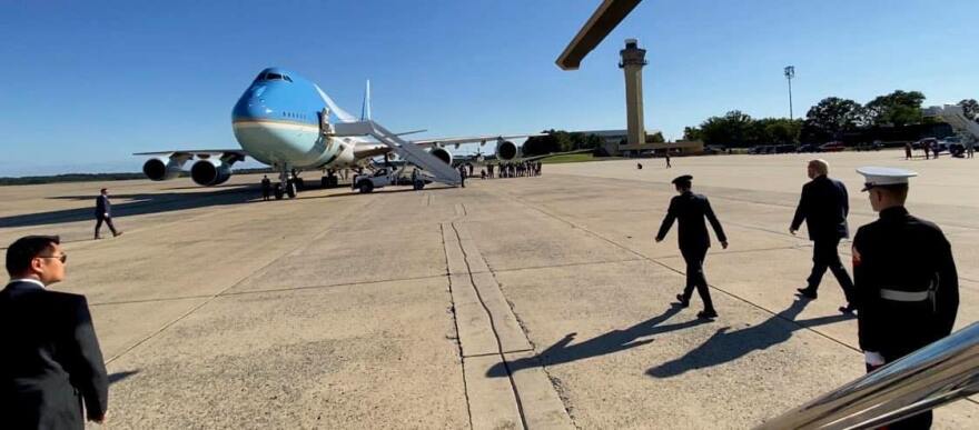 "Heading to the Great State of OHIO, will be there soon! #MAGA" reads the caption of this photo, posted to President Donald Trump's Facebook page at 4:35 p.m.