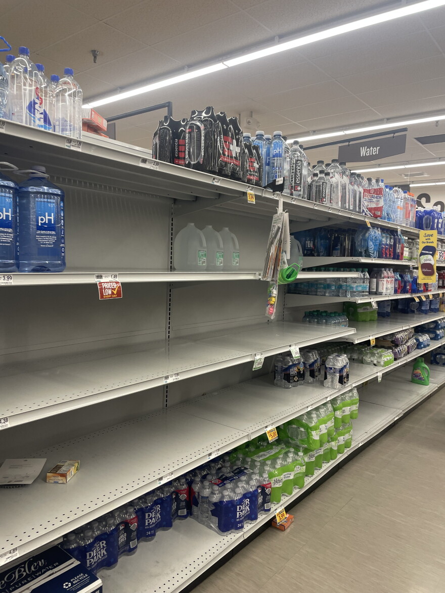 Empty shelves at the Food Lion in Sylva.