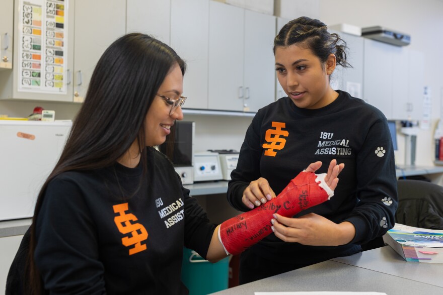 Student's in ISU's medical assisting program go through class instruction on Wednesday, January 18, 2023.