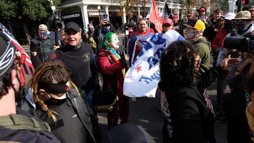 Pro-Trump demonstrators in downtown Sacramento on Jan. 6, 2021.