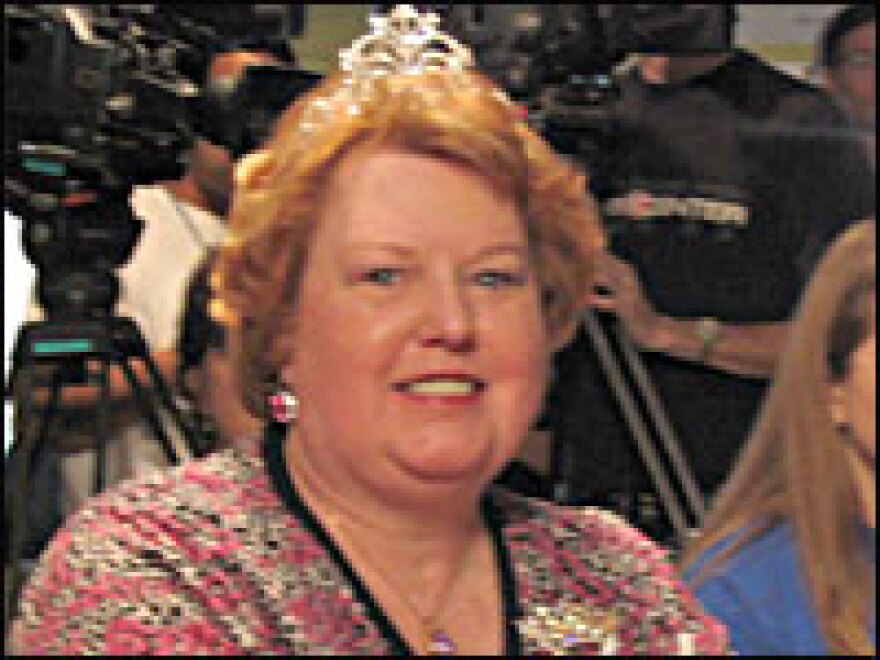 Sweet Potato Queen fan Lee Einhous turned out for Conner Browne's recent reading at Lemuria Books in Jackson, Miss. " They said dress queenly, so I brought all my sparklies," Einhous says.
