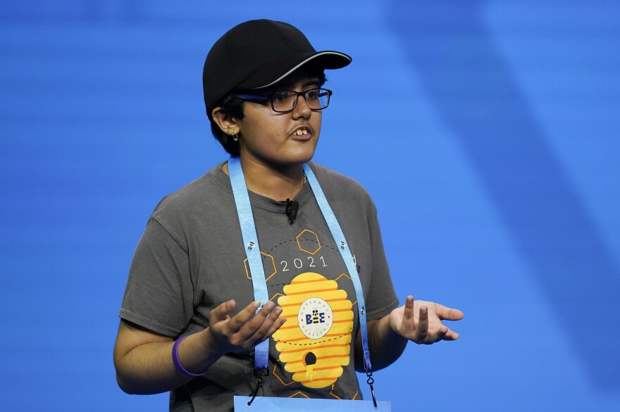 Avani Joshi, 13, from Roscoe, Ill., competes during the finals.