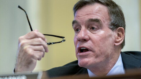 Sen. Mark Warner, D-Va., speaks during a Congressional hearing.