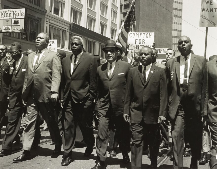 Jackie is among 35,000 demonstrators for Civil Rights on the eve of the 1964 Republican National Convention in San Francisco.