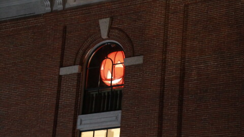 Milford's Town Hall Pumpkin during the 2023 pumpkin festival.