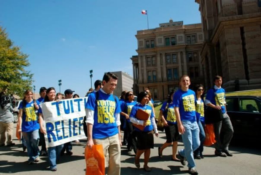 Talarico, Jones and others marched from UT to the Texas Capitol in 2009 as part of the "Tuition Relief Now" movement.