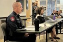 Pekin Police Chief Seth Ranney answers a question about Flock Safety license plate reading cameras Monday during a city council meeting.