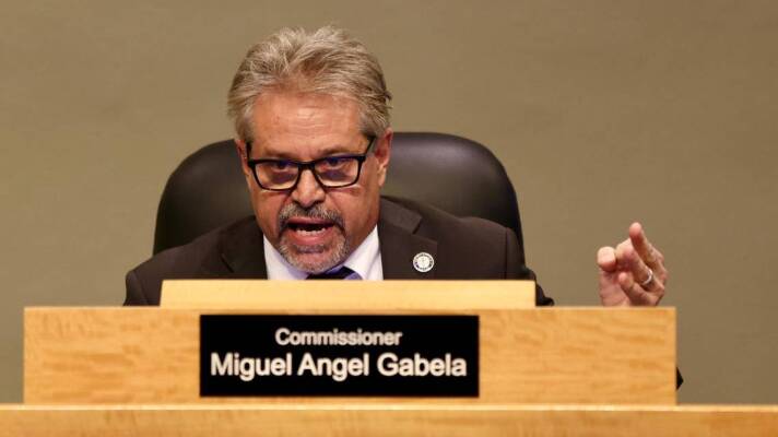 Miami City Commissioner Miguel Angel Gabela speaks at the city’s budget meeting at Miami City Hall on Monday, December 11, 2023.