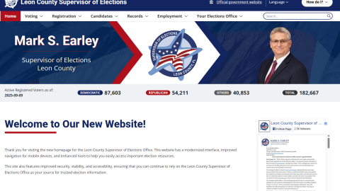 A screen grab of the new Leon County Supervisor of Elections website.
