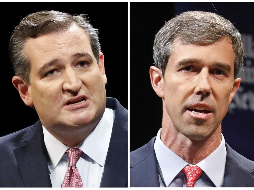 FILE - This combination of Sept. 21, 2018, file photos shows Texas U.S. Senate candidates in the November 2018 election from left, incumbent GOP Sen. Ted Cruz, left, and former Democratic U.S. Representative Beto O'Rourke.