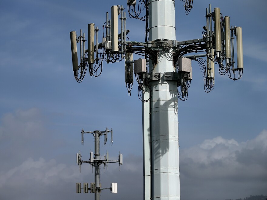 A view of cellular communication towers on March 6, 2014. A private sector company released a routine test message from the National Weather Service as an official tsunami warning, resulting in widespread reports of tsunami warnings.