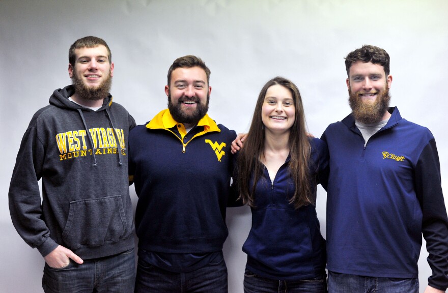 The 2017 WVU Mountaineer Mascot finalists, from left -- Jesse Lackey, Trevor Kiess, Savannah Lusk and Troy Clemons.