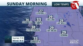 low temperatures on map of Tampa area