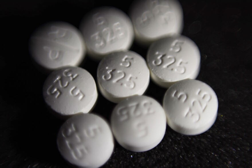FILE - This Aug. 15, 2017 file photo shows an arrangement of pills of the opioid oxycodone-acetaminophen, also known as Percocet, in New York. Ohio is ready to begin distributing millions of dollars in opioid settlement money to community and government organizations, an influx eagerly anticipated since the first sums were secured in 2021. The OneOhio Recovery Foundation, which has been tasked with distributing over $860 million of settlements reached with drugmakers and pharmaceutical companies for their roles in the national opioid crisis, plans to release its formal request for proposals Monday, March 4, 2024.