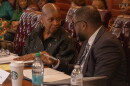 Darlene Dunmeyer-Roberson (left) and attorney state Rep. Kambrell Garvin (right) speak at Monday's hearing in a conference room on the Statehouse grounds.