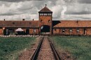 The rail entrance to the Auschwitz death camp in Poland