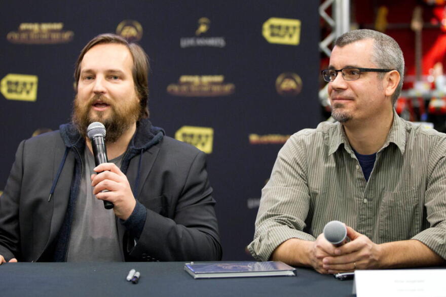 Greg Zeschuk and Jeff Dobson attend the "Star Wars: The Old Republic" video game launch at Best Buy Union Square on December 19, 2011 in New York City.  (Dario Cantatore/Getty Images)