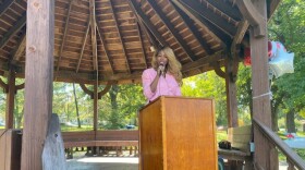 Tamiko "T.C." Mueller officially announces her run for the 59th district state senate seat Tuesday, October 14 at Turley Park in Carbondale.