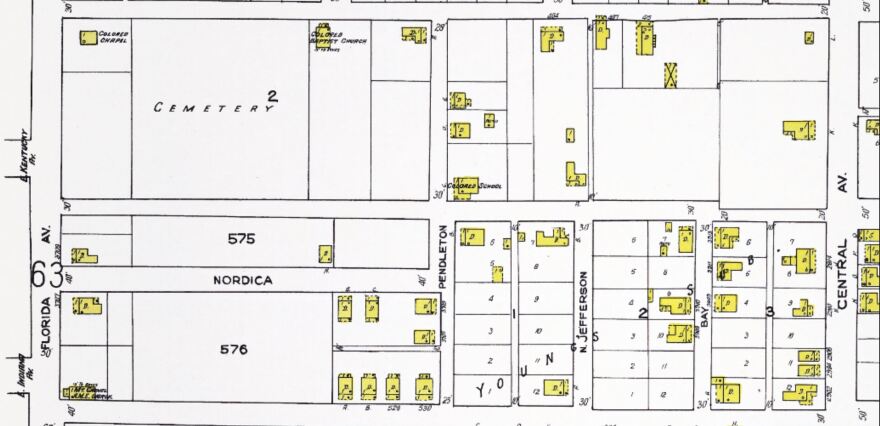 A 1922 street map of Tampa still shows Zion Cemetery. COURTESY TAMPA BAY HISTORY CENTER TOUCHTON MAP LIBRARY