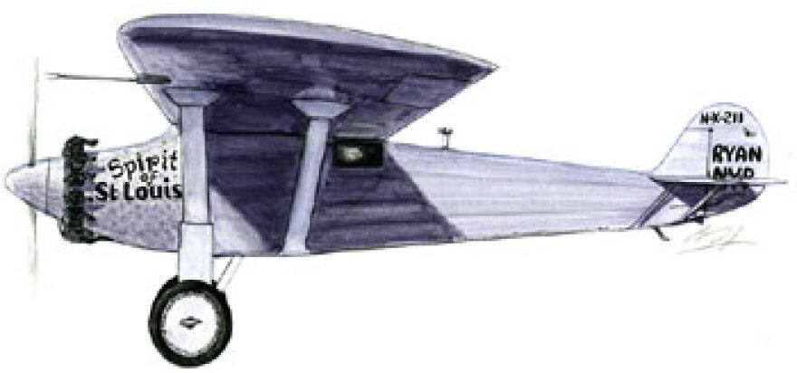 A drawing of the Spirit of St. Louis.