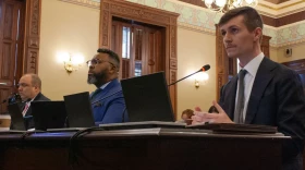 Steven Mahr, interim CFO for the City of Chicago, testifies at a committee meeting Feb. 26. Mahr cited Chicago’s history with the Bears as reason for the city’s opposition to a megaprojects bill requested by the team, asking legislators to work to keep the team within the city.