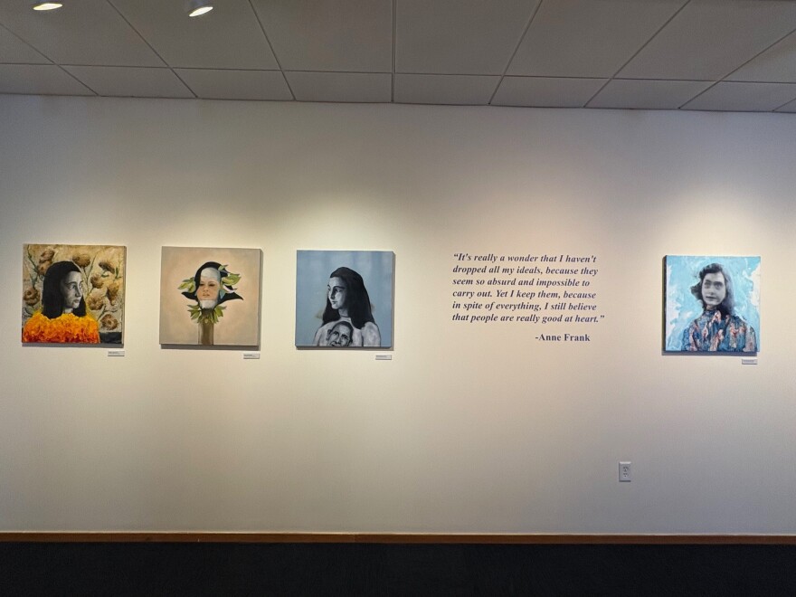 The exhibit also features a series of portraits of Anne Frank, who is best known for her diary, which documents the two years she spent hiding from the Nazis in an Amsterdam attic during World War II.