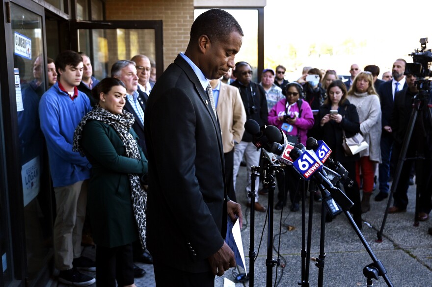 Ending a long and tight campaign, George Logan delivered his concession speech in front of the RNC Community Center in New Britain, Connecticut November 10, 2022.